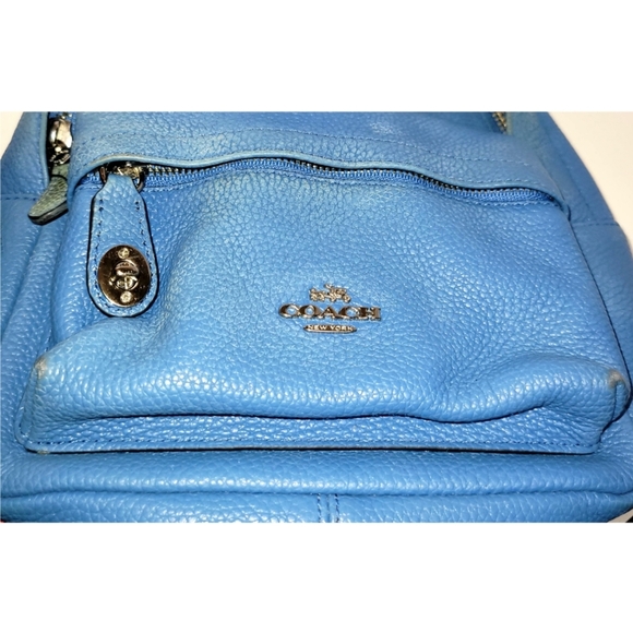 Coach Mini Campus Backpack In Polished Pebble Leather SilverTone Hardware
